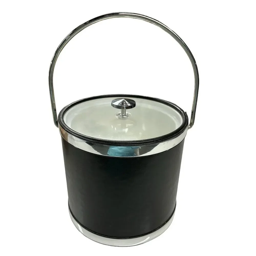Vintage Mid‎ Century Modern Faux Leather Bar Ware Ice Bucket